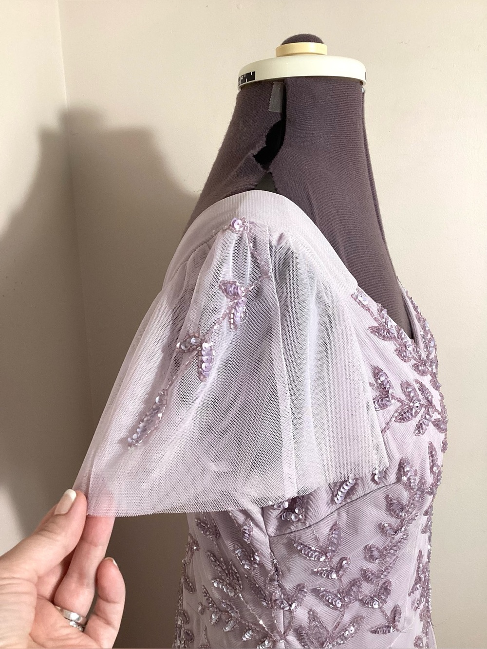 Marina Lavender Beaded Godet Gown Size M/L - Picture 11 of 15